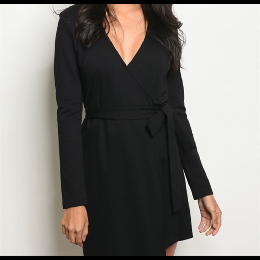 Sexy Black Wrap Dress